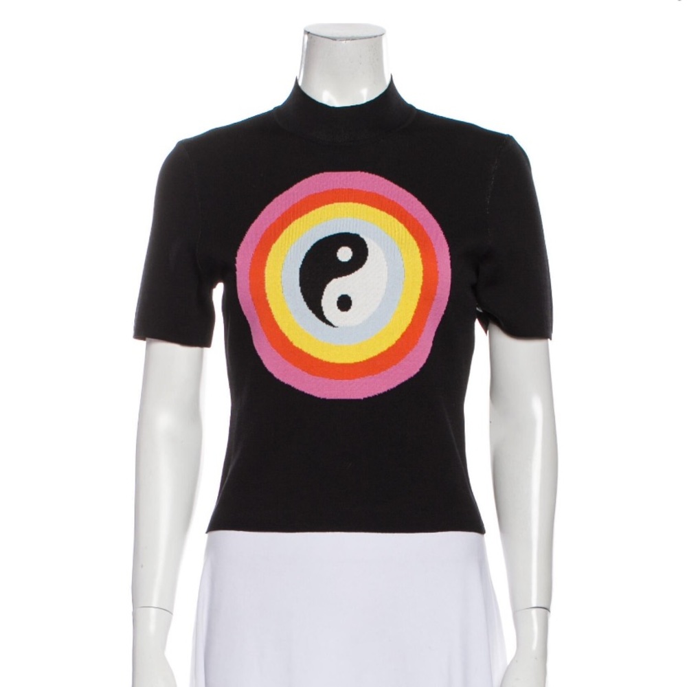 Staud yin yang Jan knit mock neck top